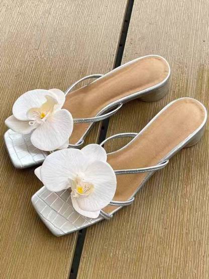 Flowers Beach Slippers High Heel Slippers