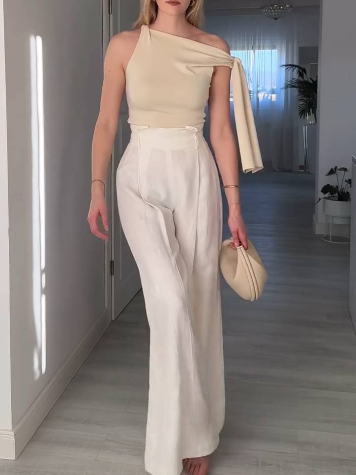 Off-shoulder Lace Up Shirt