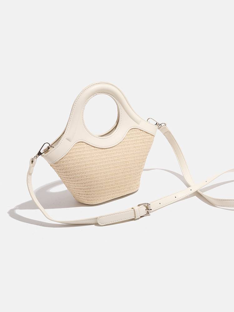 Vacation Style Woven Leather Handbag Crossbody Bag