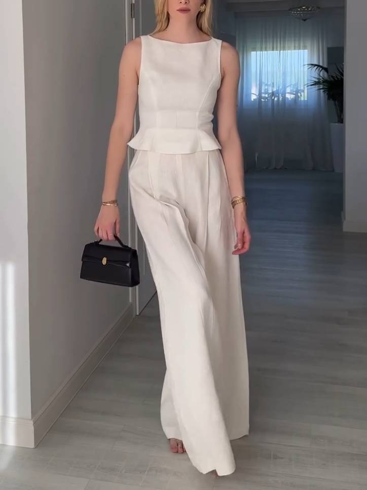 Minimalist Sleeveless High Waist A- Line Hem Shirt