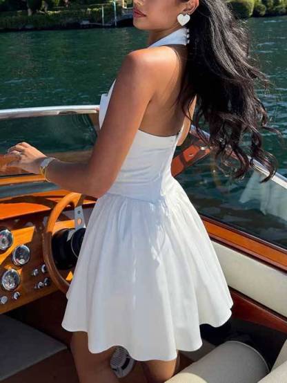Elegant Halter Neck Backless Mini Dress