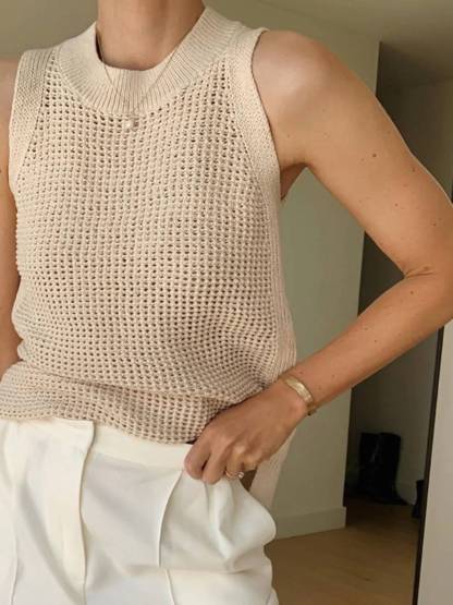 Mesh Pullover Knit Vest