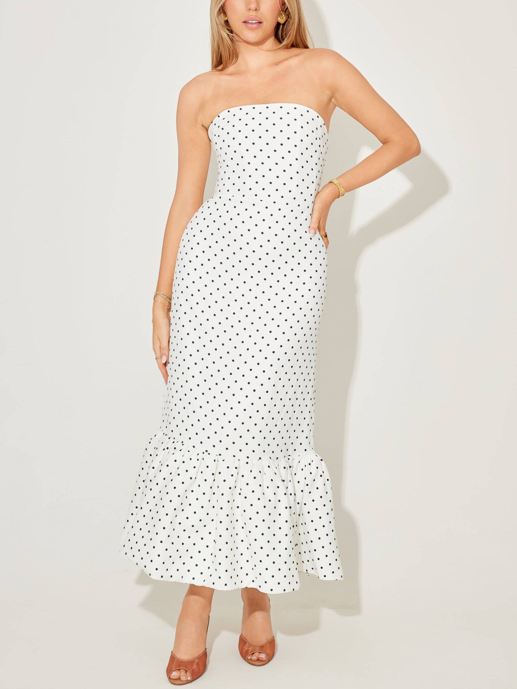 Slim-Fit Tube Top Fishtail Midi Dress