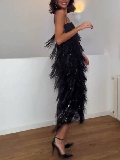 Tassel Design Sling Maxi Dress