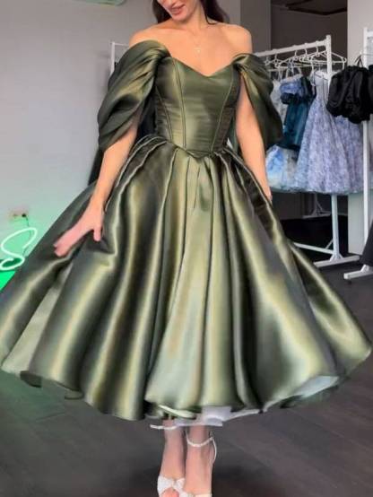 Tube Top High-waisted A- Line Midi Dress