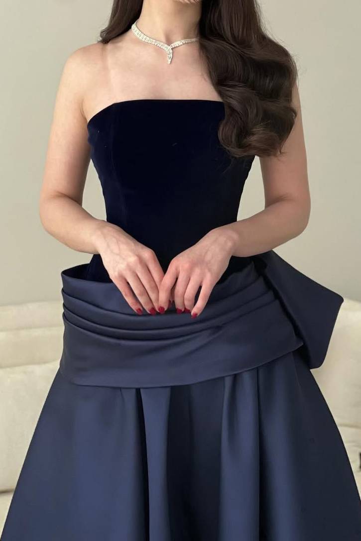 Velvet Splicing Bow Design Maxi Dress