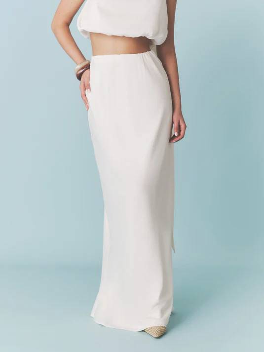 Minimalist Ribbon Top And Skirt Suit-Skirt