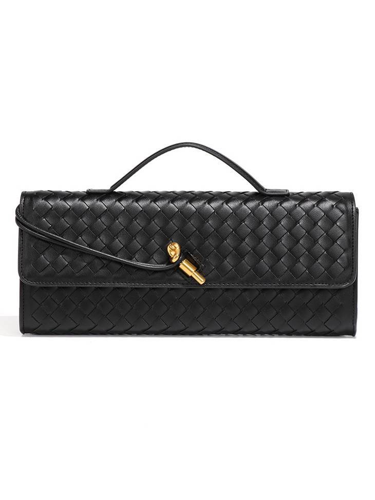 Two Way Woven Flap Clutch Shoulder Bag