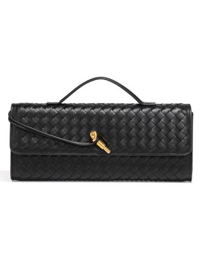 Two Way Woven Flap Clutch Shoulder Bag