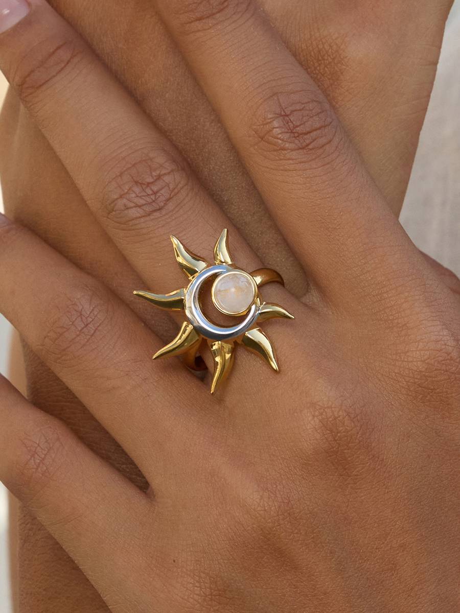 Vacation Style Sun Element Necklace Earrings Ring