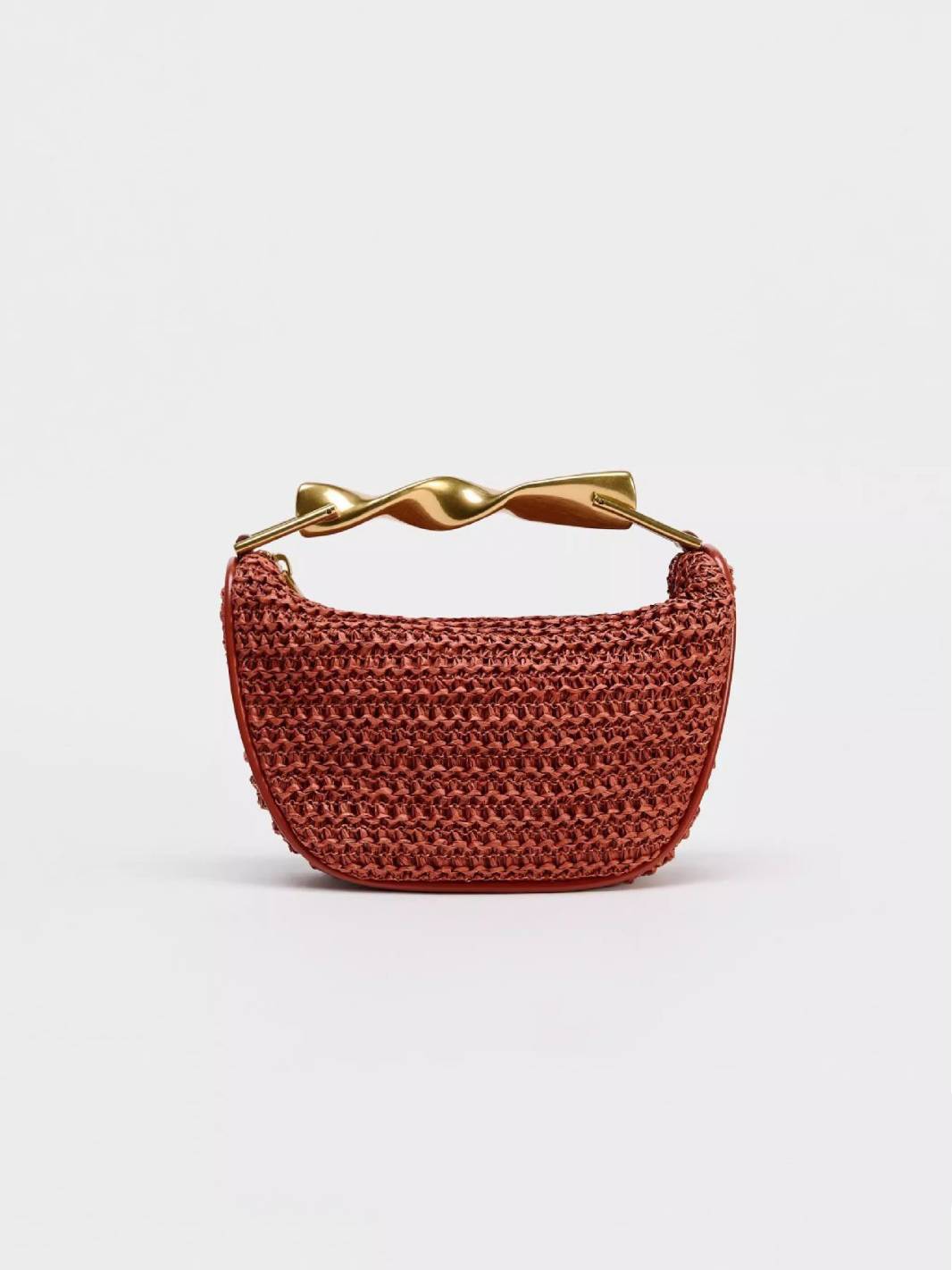 Metal Handle Straw Bag
