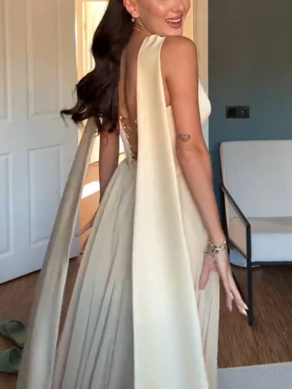 Elegant Scarf Tube Top And Slit Skirts Suit