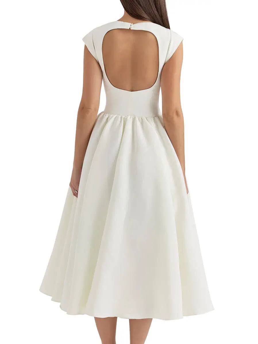 Minimalist Short-sleeved A- Shaped Midi Dress