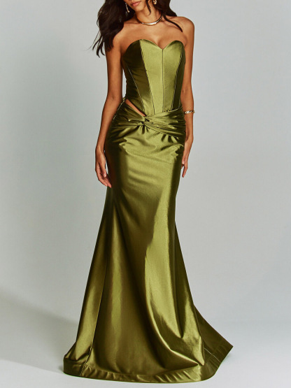 Elegant Sweetheart Neck Hollow Fishtail Party Maxi Dress