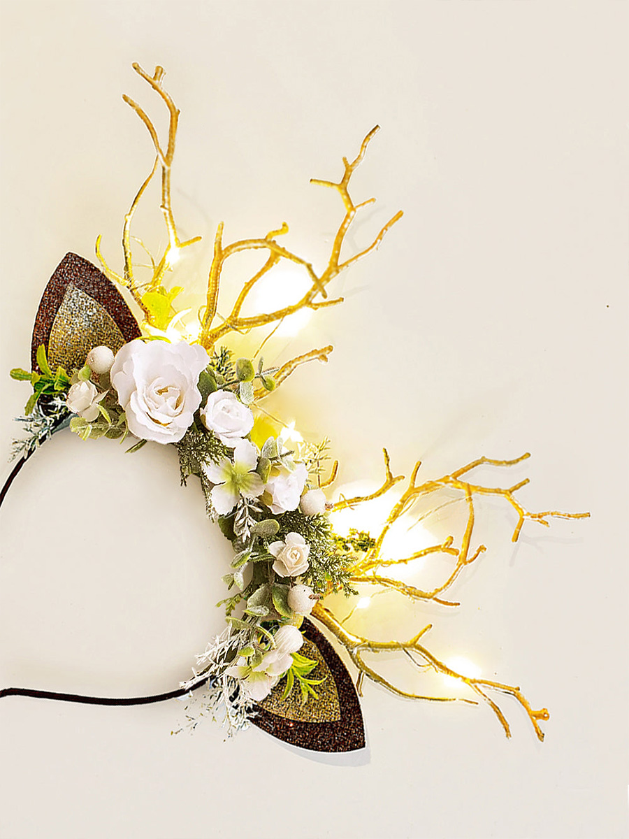 White & Sage Christmas Reindeer Headband