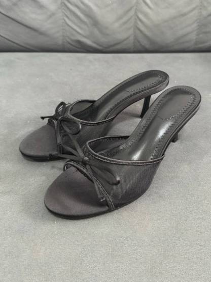 One-strap Bow High-heeled Slippers