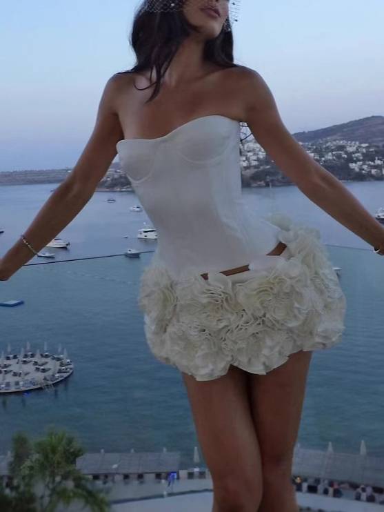 Three-dimensional Floral Mini Skirt