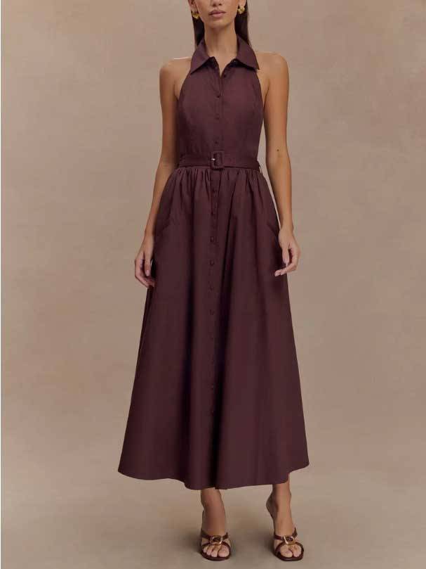 Minimalist Off-shoulder High Waist A- Shaped Dress