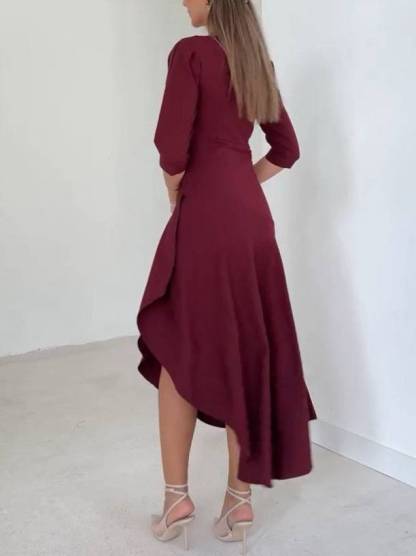 Pleated Design Irregular Hem Maxi Dress