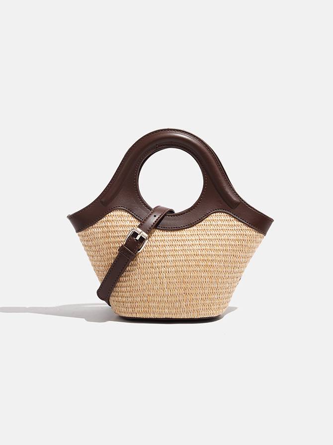 Vacation Style Woven Leather Handbag Crossbody Bag