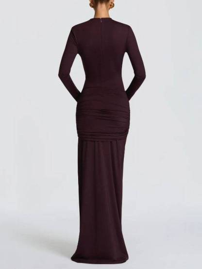 Hollow Design Pleated Maxi Dress