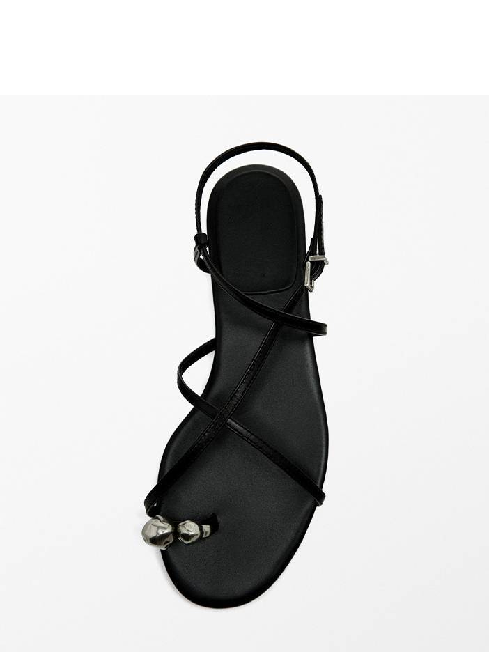 Vacation Style Minimalist Metal-Embellished Flat Sandals