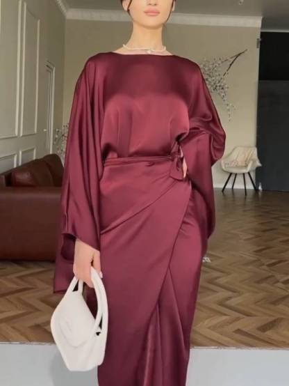 Minimalist Loose Shirt And Lace-up Skirt Suit