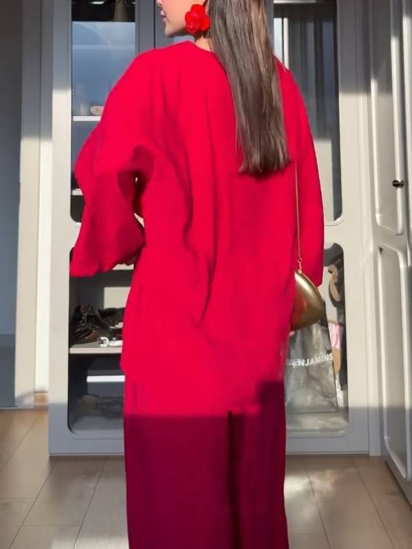 Minimalist Loose Shirt And Wide Leg Pants Suit-Pants