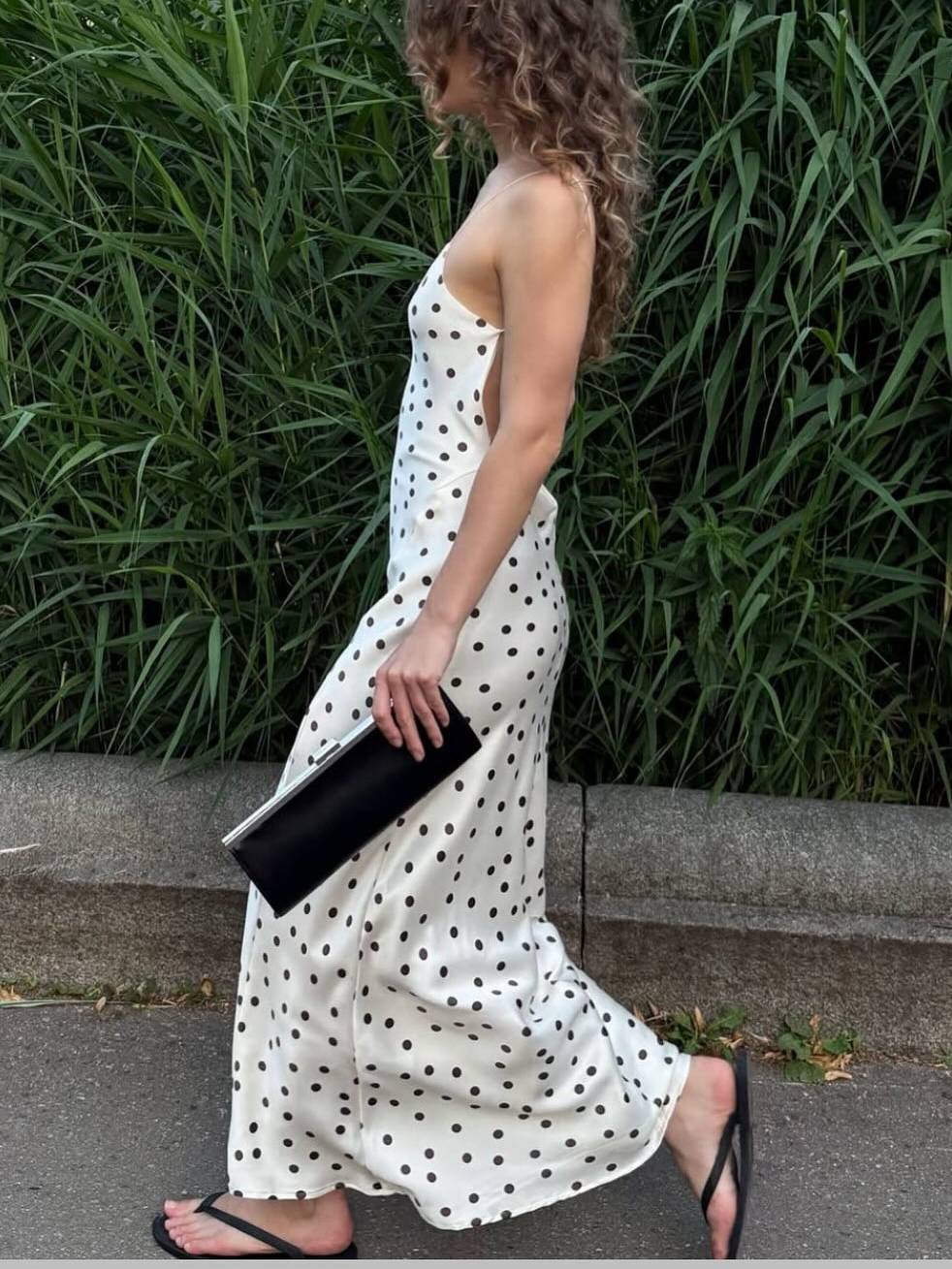 Vintage Polka Dot Sexy Backless Maxi Dress