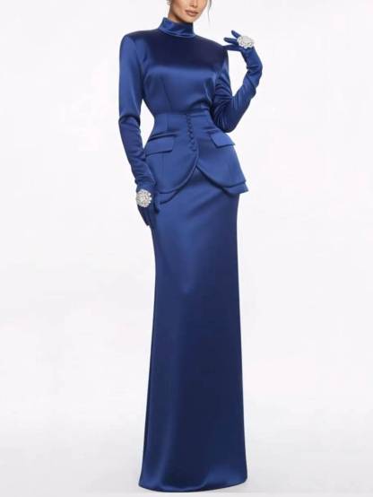 Long Sleeve Maxi DressWaist Belt Design Set
