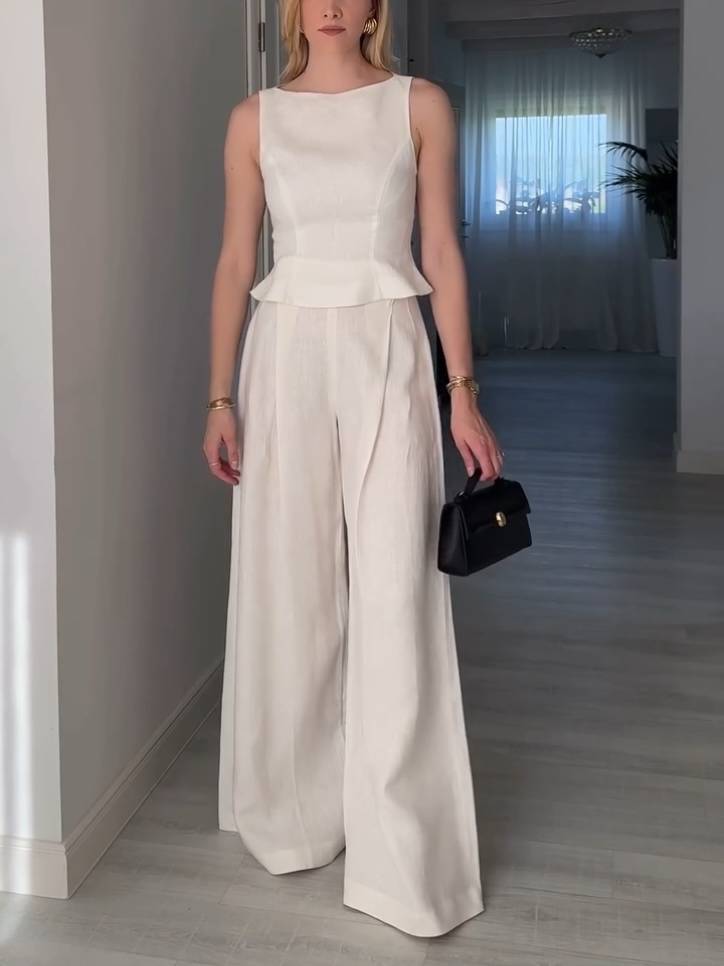 Minimalist Sleeveless High Waist A- Line Hem Shirt