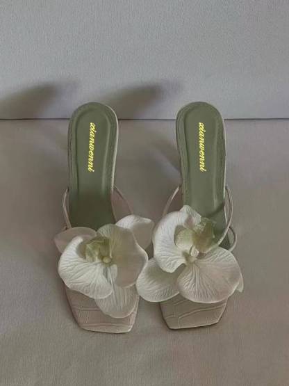 Flower High-heel Slippers