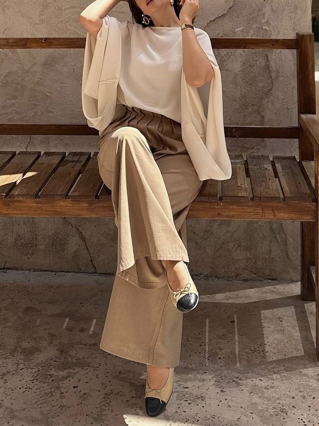 Old Money Shirt And High Waist Wide Leg Pants Suit-Pants