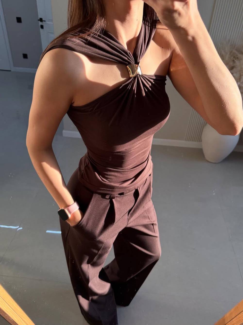 Halter Neckline Top With Ring Detail