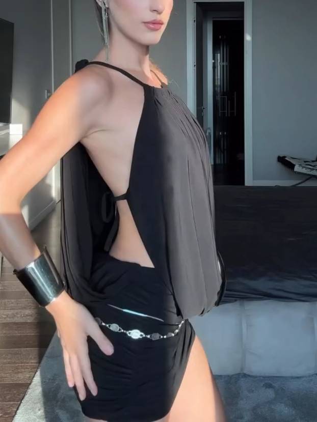 Sexy Waist Hollow Hip-wrap Mini Dress