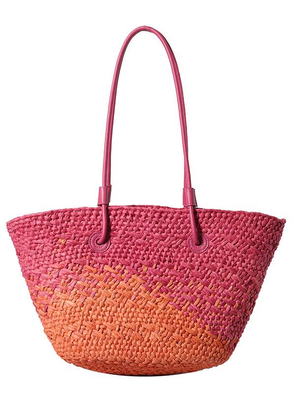 Gradient Colorful Hand-woven Beach Straw Bag