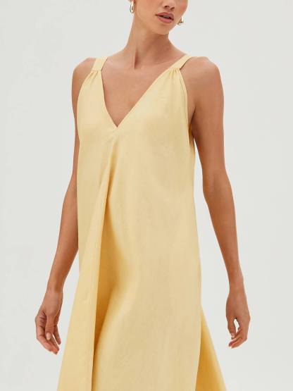 Vacation Style V-Neck Loose Maxi Dress