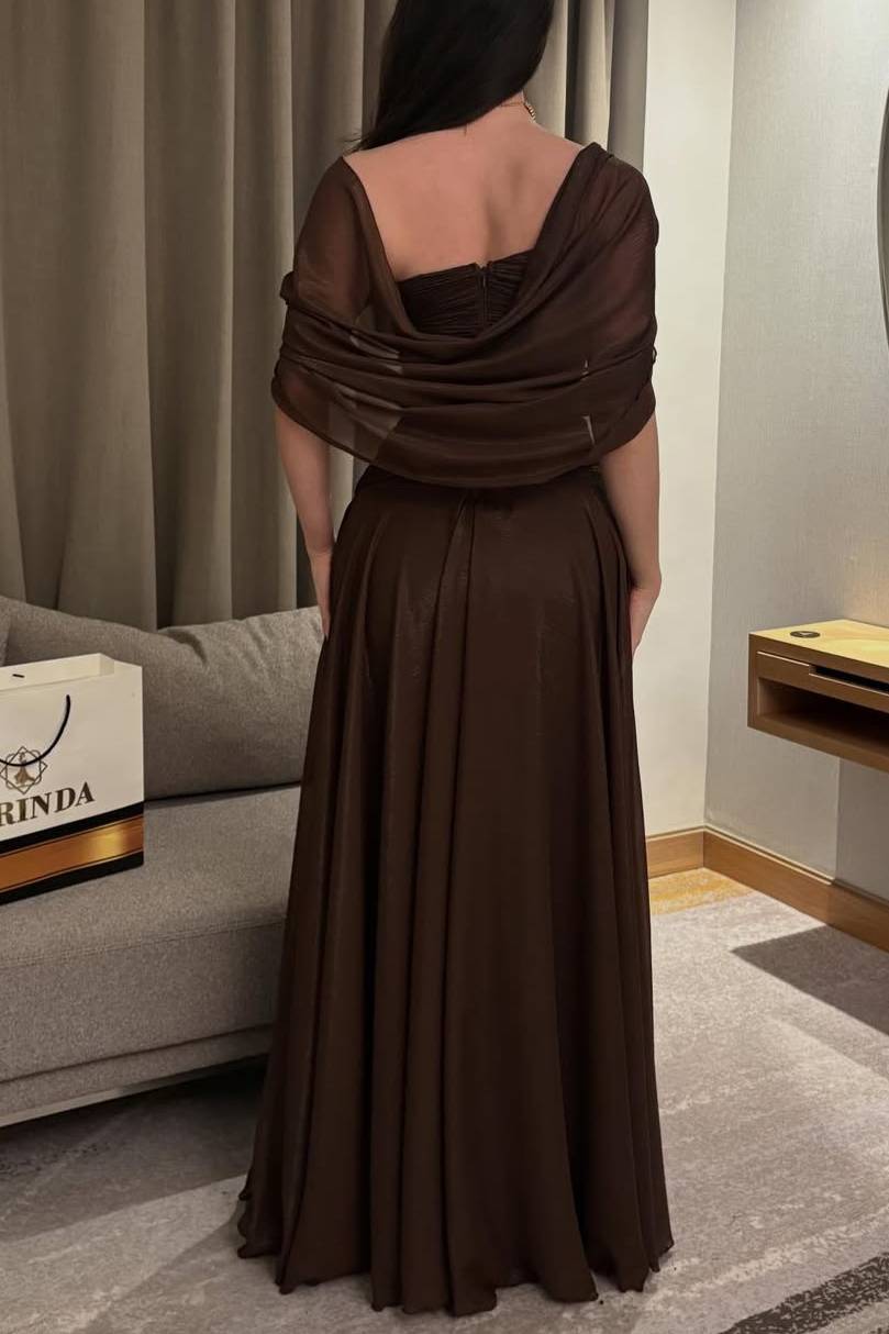 Pleated Design A- Line Maxi Dress