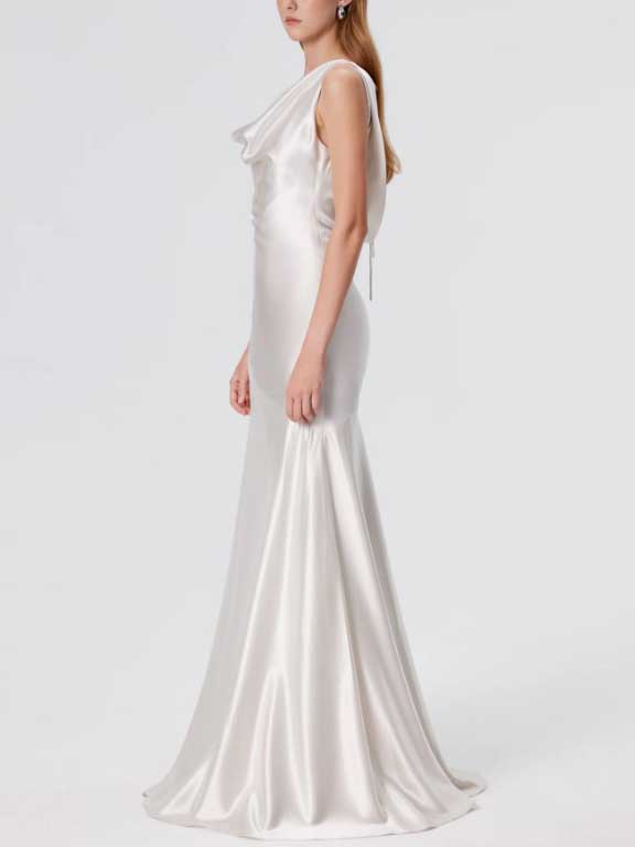 Elegant Swing Collar Backless Maxi Dress