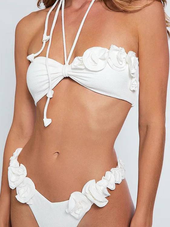 Three-dimensional Flower Bikini Two-piece Set