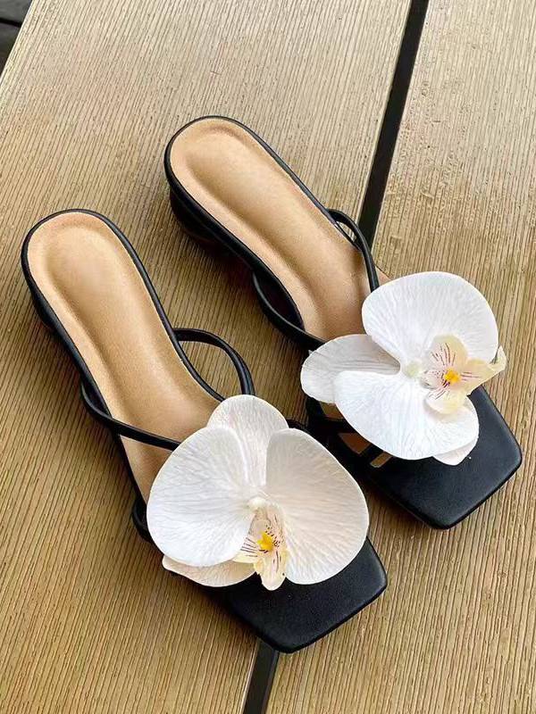 Flowers Beach Slippers High Heel Slippers