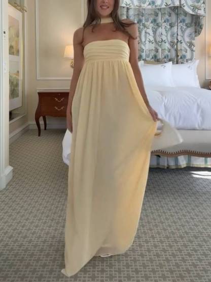 Scraf Pleated Tube Top Dress