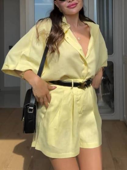 Minimalist Loose Shirt And Shorts Suit