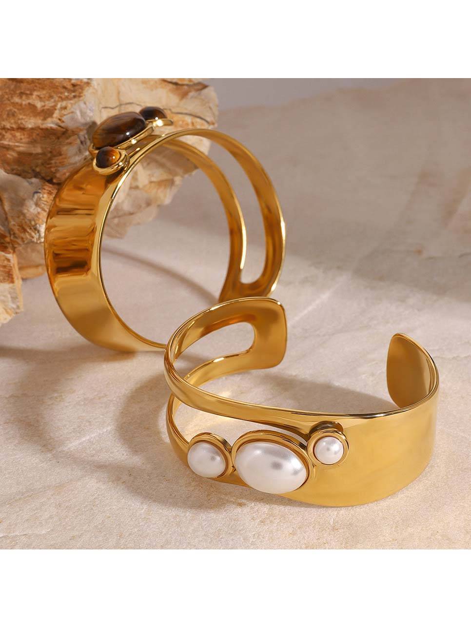 Minimale Inlaid Natural Stone Bracelet