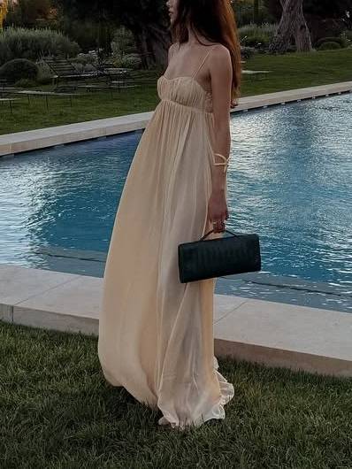 Minimalist Pleated Elegant Maxi Sling Dress