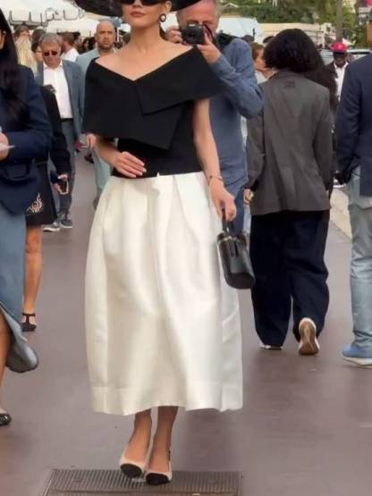 Elegant Asymmetric Off-shoulder Shirt And Skirt Suit-Skirt