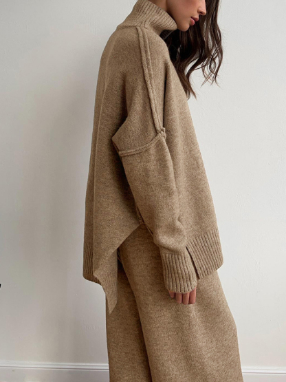 Lazy Thickened Knit Pants Suit