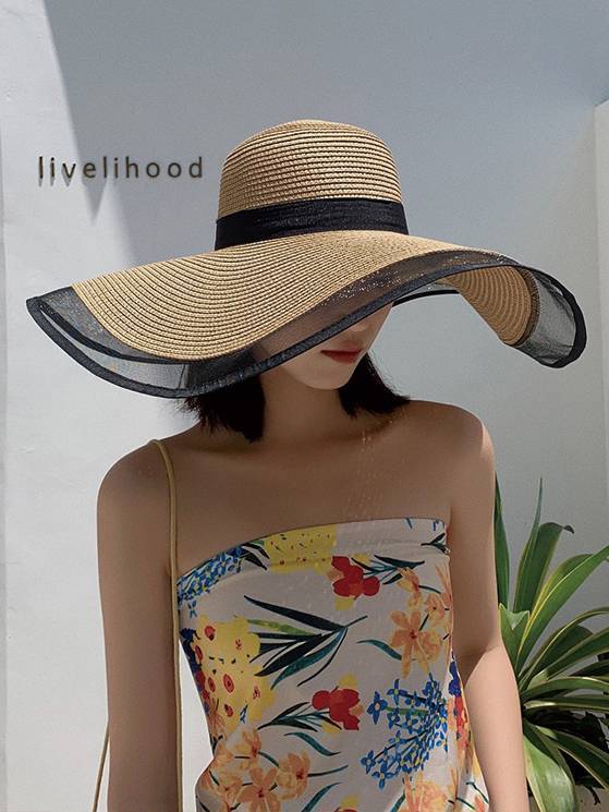 Mesh splicing Beach Seaside Vacation Straw Hat