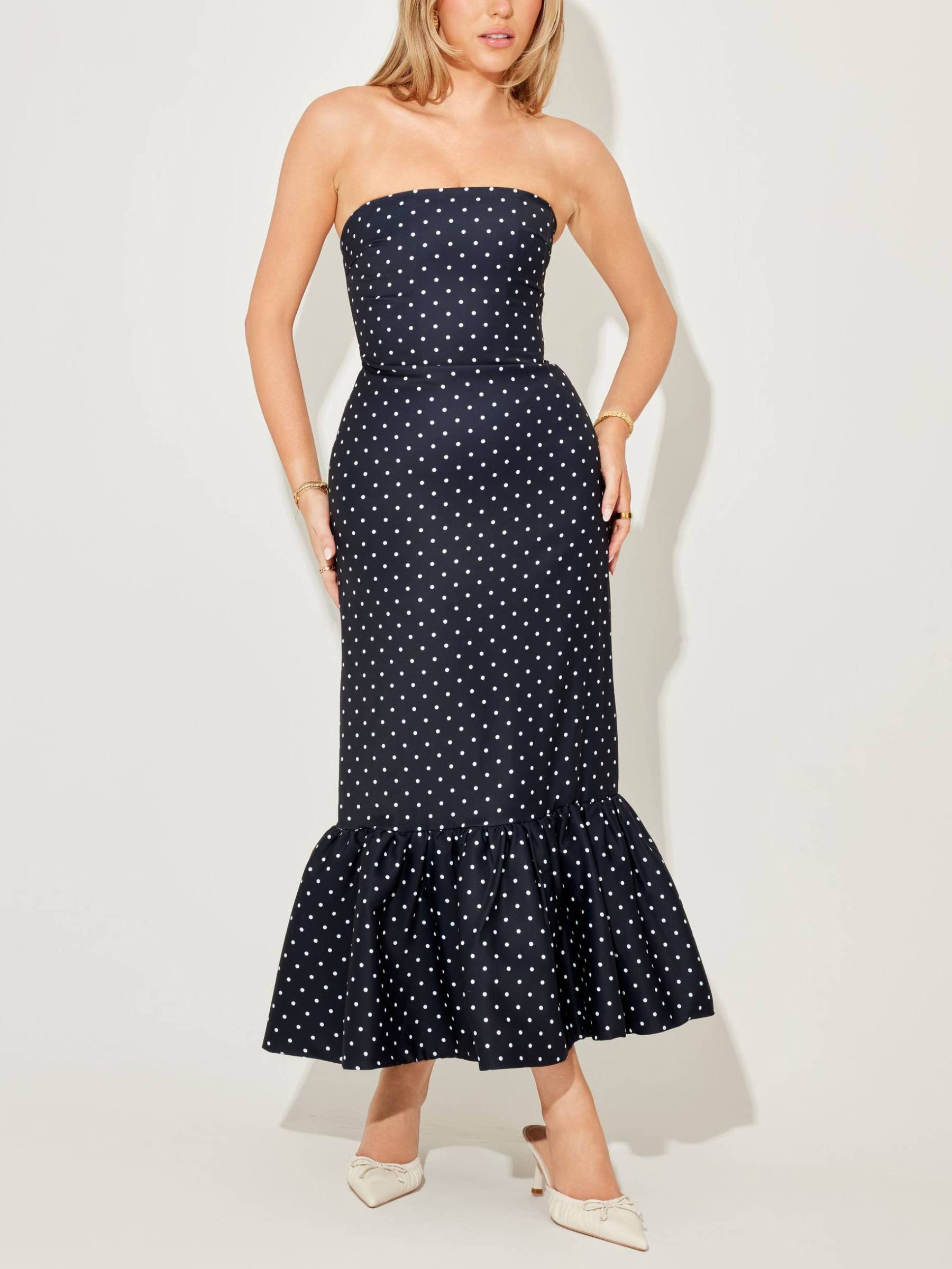 Slim-Fit Tube Top Fishtail Midi Dress