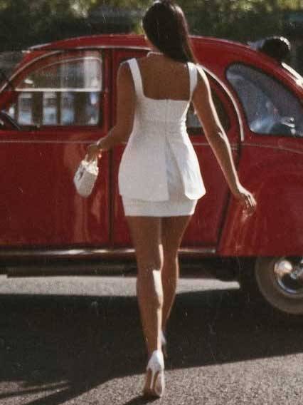 Minimalist Old Money Suspender Top And Skirt Suit